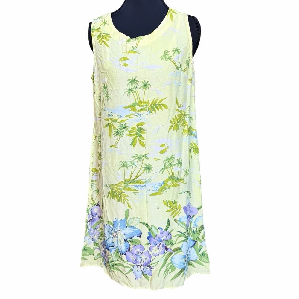 Vintage R&K tropical green short dress sequin detail 8 petite resort vacation
